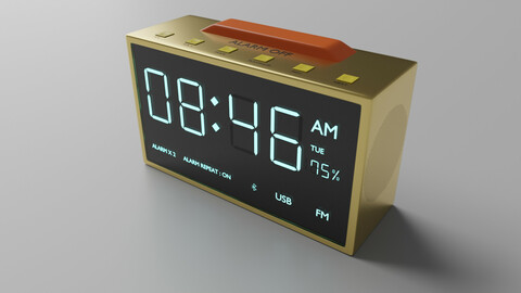 BEAUTIFUL GOLDEN ALARM CLOCK WITH BLUETOOTH SPEAKER