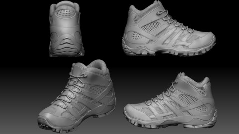 Military Boots Hi-Poly 3D Model