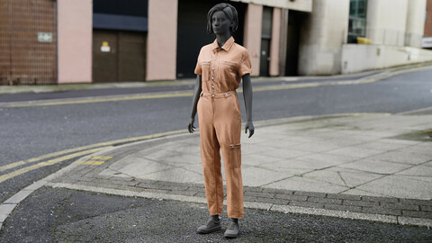Realistic 3D model of Women's Overalls 3