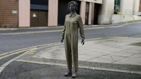Realistic 3D model of Women's Overalls 4
