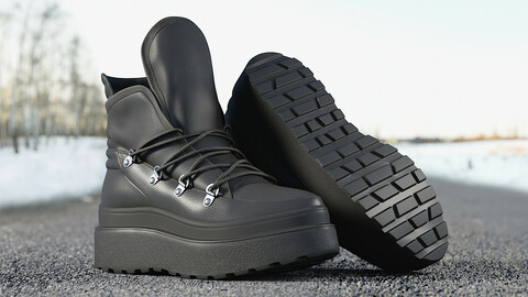 Realistic 3D model of Womens Boots 1