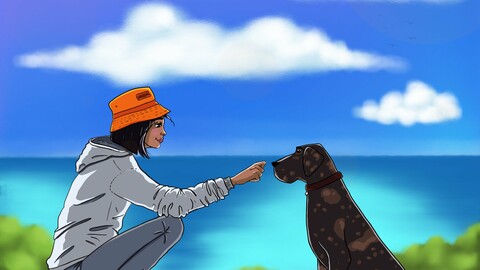 The girl with dog - best friends