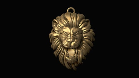 Furious Lion Head Pendant 3D print model