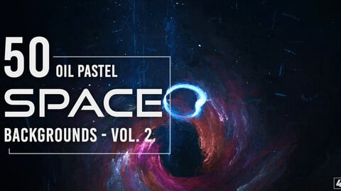 50 Oil Pastel Space Backgrounds - Vol. 2