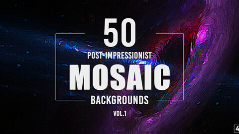 50 Post-Impressionist Mosaic Backgrounds - Vol. 1