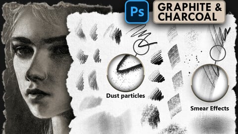 GRAPHITE & CHARCOAL SET - Hyper realistic brushes for Photoshop