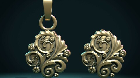 Leaves Scrolls charm pendant