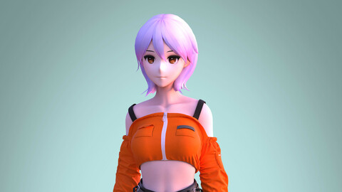 Orange wear Anime Girl
