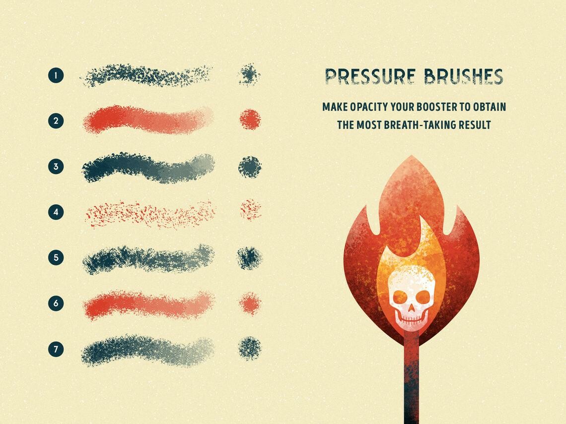 ArtStation 7 Procreate Brushes with Pressure Effect Brushes