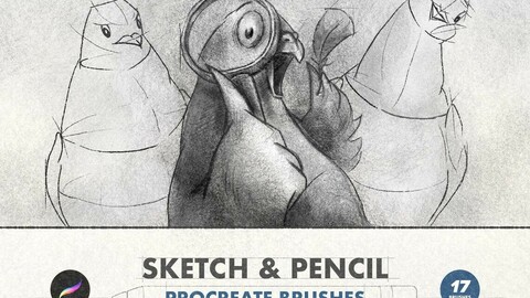 17 Procreate Brushes: Sketch & Pencil + Distressed Textures