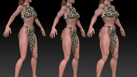 Basemesh girl with Muscles morph. Textured. ZTL