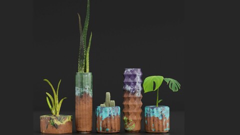 flower set_03 Clay Glazed pot_01