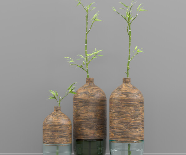 ArtStation Bamboo of wood & glass vase Resources