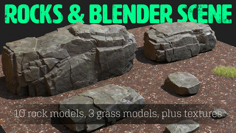 Rock Kitbash Set - PLUS Example Blender Scene