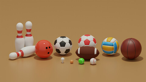 Sport Balls Collection 3D Model