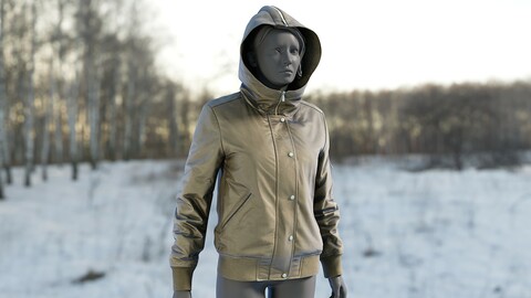 Realistic 3D model of Womens Down Jacket 5