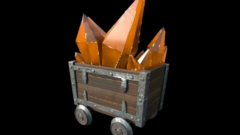 Stylized Amber Crystal Minecart