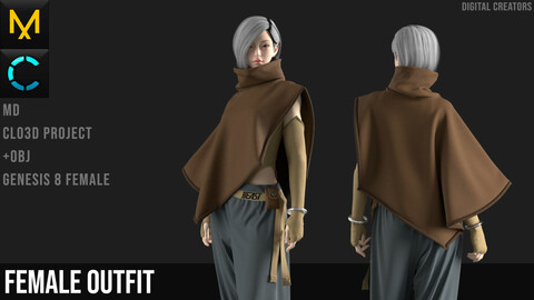 Female Outfit. CLO3D / Marvelous Designer project + OBJ