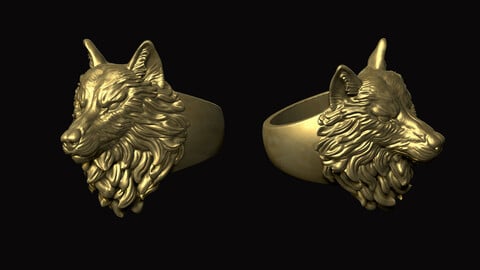 Wolf Head Ring 3D print model