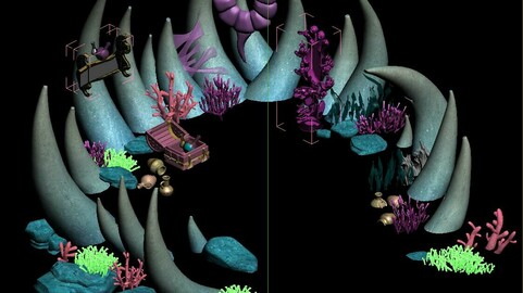 Cartoon submarine city - witch lair