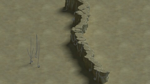 Cartoon forest - stone cliff connection 01