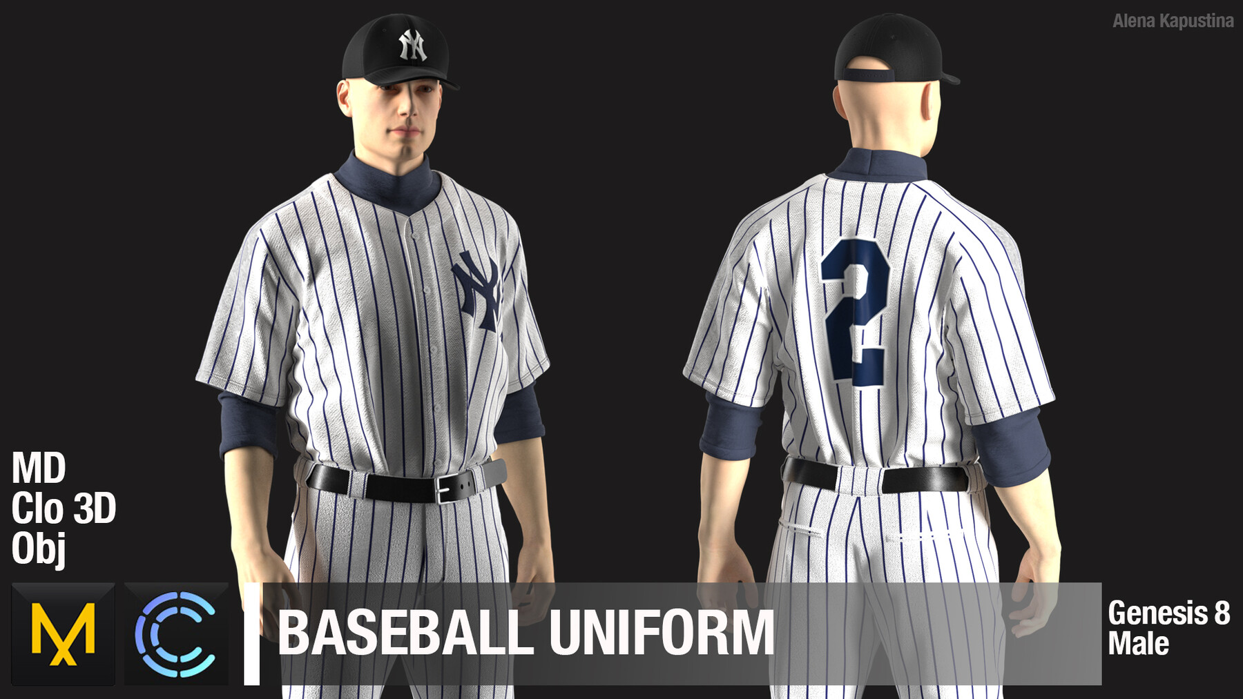ArtStation - Baseball uniform / Marvelous Designer / Clo 3D project + obj