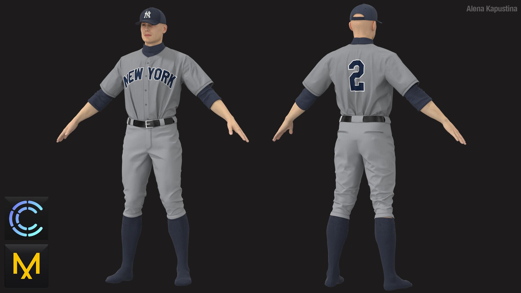 ArtStation - New York Yankees uniform / Marvelous designer