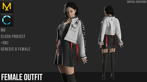 Female outfit. Marvelous Designer / Clo 3D project +obj