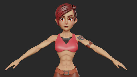 Stylized Character Girl - Rinna - Blender 3d Model