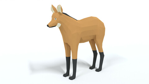 Low Poly Cartoon Maned Wolf