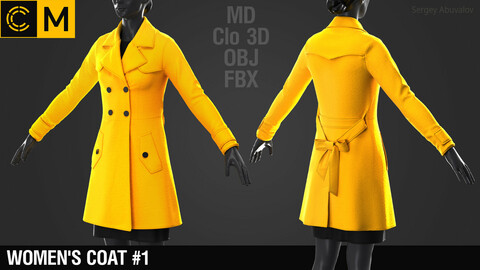 Women's coat #1 / Marvelous Designer / Clo 3D project + obj