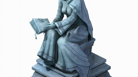 Library - Bookshelf in the middle of the statue 01