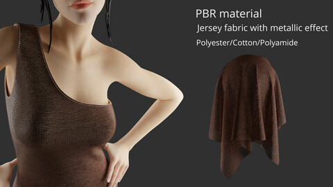 High realistic metallic jersey fabric - PBR material - Scanned material