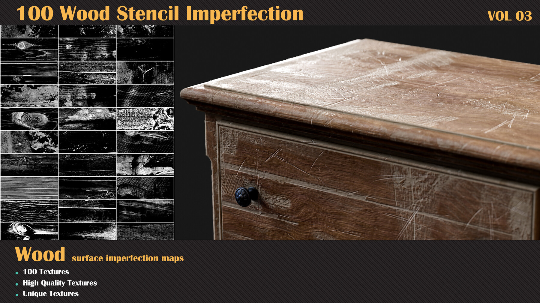 ArtStation - 100 Wood Stencil Imperfection-VOL 03 | Brushes