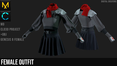 Female outfit. Marvelous Designer / Clo 3D project +obj