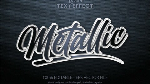 Metallic text, shiny silver color style editable text effect on dark camouflage background