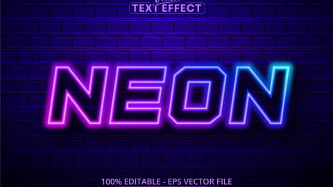 Neon text, neon style editable text effect