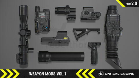 Weapon Mods Vol.1 - FPS Attachments [ Unreal Engine ]