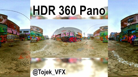 HDR 360 Panorama DTLA Graffiti Alley Cloudy 033 (Set pano 3 of 6)