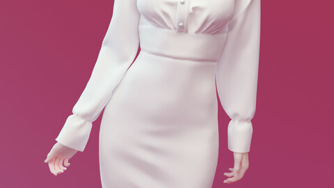 Soft Lady of Kindness Dress Marvelous designer + OBJ