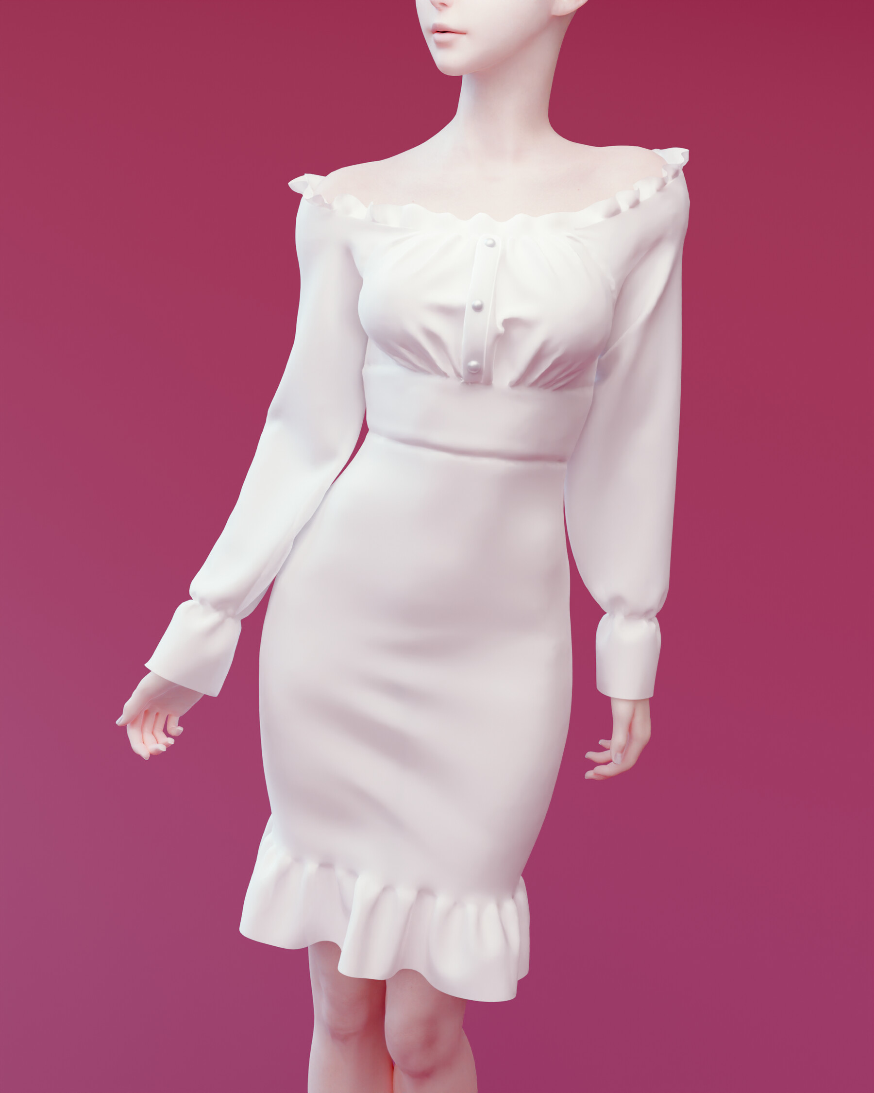 ArtStation - Soft Lady of Kindness Dress Marvelous designer + OBJ ...