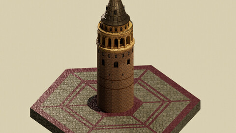 Stylized Galata Towers 3D Model