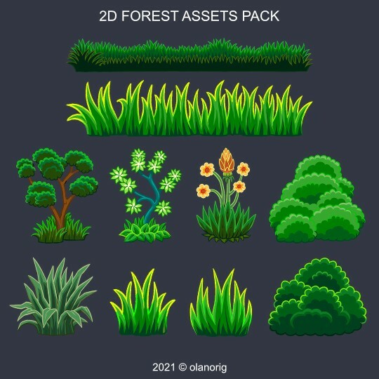 ArtStation - 2D Forest Assets Pack ver.2 | Game Assets