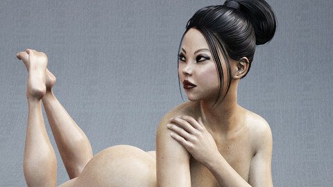 Asian woman model rigged