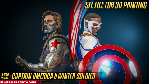 3D Printable CAPTAIN AMERICA and the WINTER SOLDIER STL Model