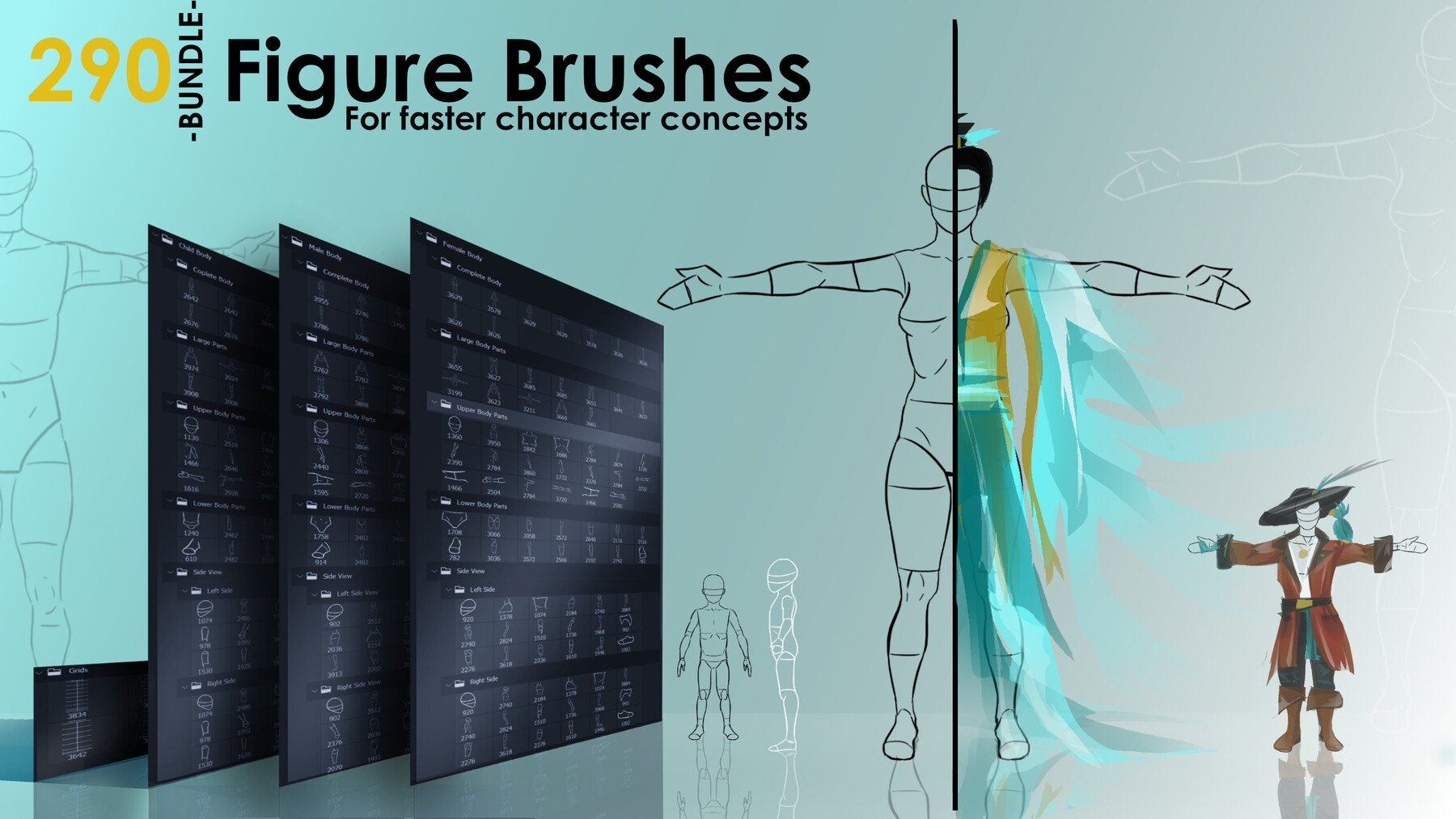 ArtStation Figure Brushes BUNDLE 290 Brushes For Faster Character