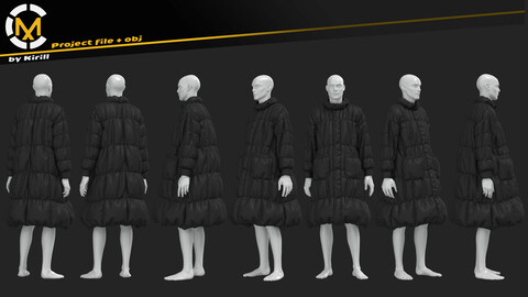 Oversize Down Jacket. Clo3D/Marvelous Project + Obj (A Pose)