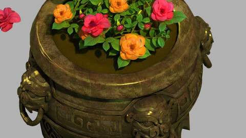 Bronze tripod - flower pot 03