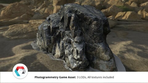 Beach Rock: Photogrammetry Game Asset