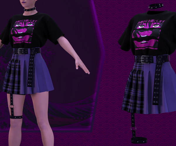 ArtStation - Clo3d/Marvelous designer Pretty female outfit. Zprj/Obj ...